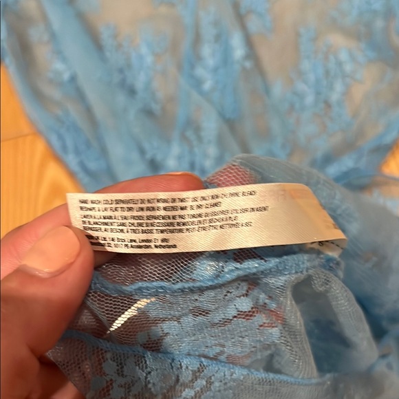 Free People Blue Sheer Floral Top - Picture 3 of 4